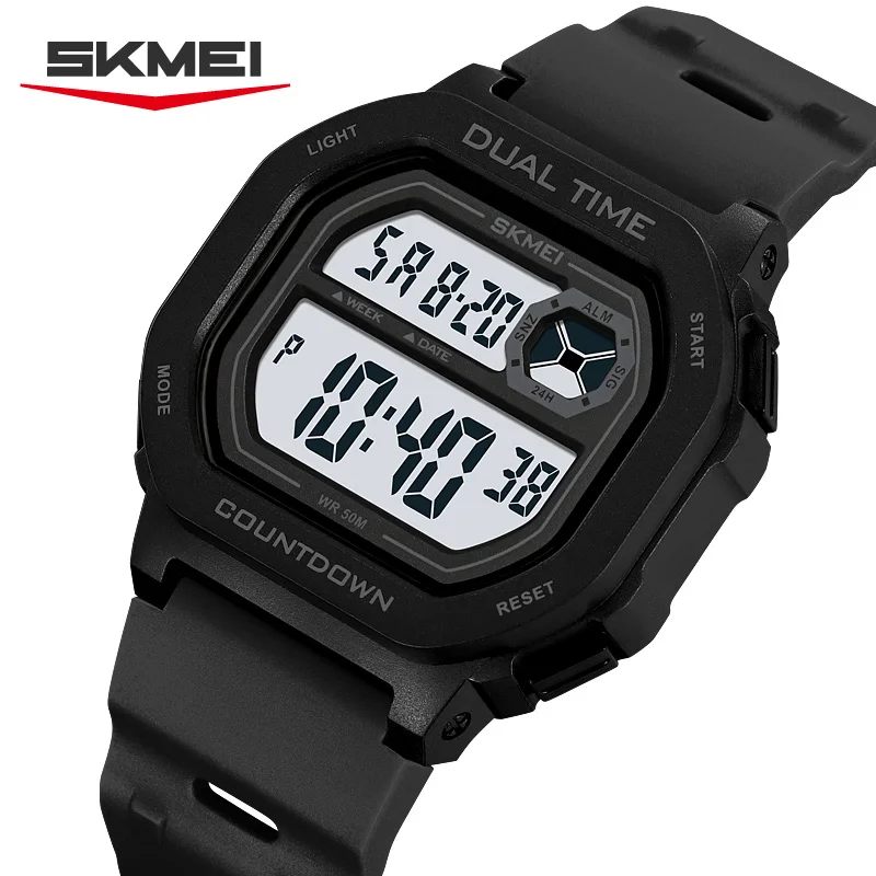 SKMEI 2543 Dual Hour Digital Watch Fashion Sports Men's Watch Stopwatch Countdown Waterproof Electronic Clock Relógios Masculino