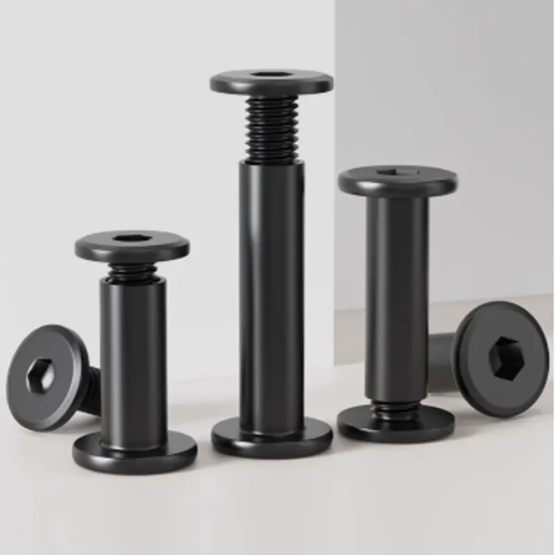 2PC-10PCS M3 M4 M5 M6 M8 Black Stainless Steel Large Flat Hex Furniture Nut with Screw Rivet Connector Insert Joint Sleeve Nut