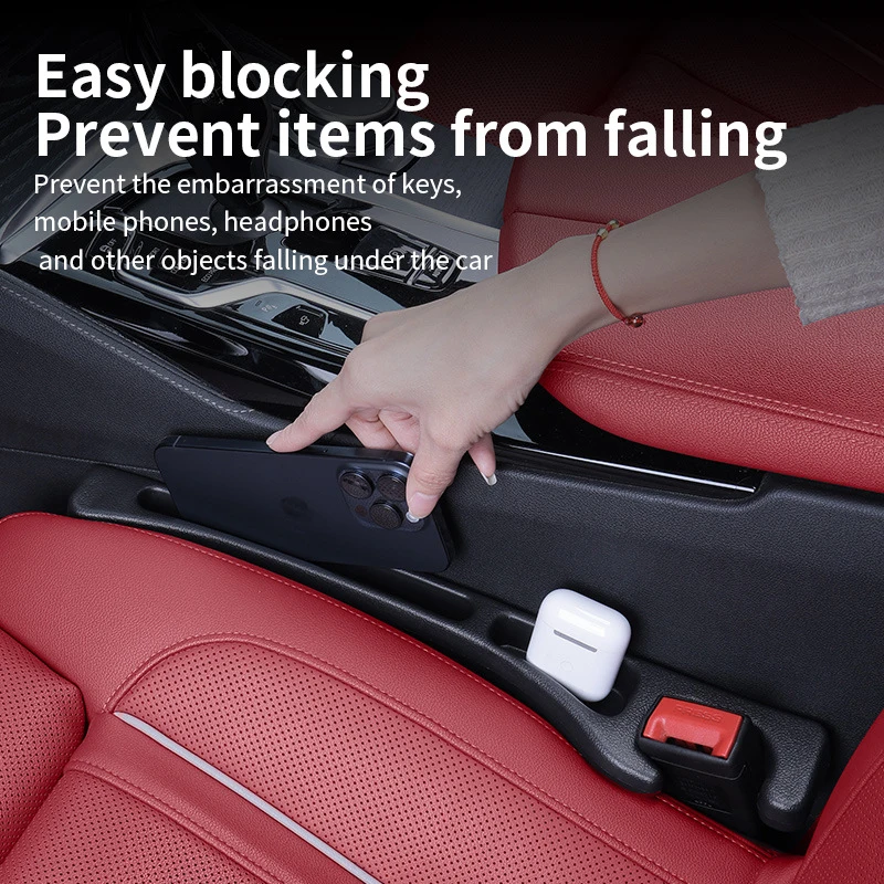 2 Pieces Car Seat Gap Filler Universal Fit with Storage Bag No-Drop Side Gap Filler with age Slot And Hook for Vehicle Seat Gap