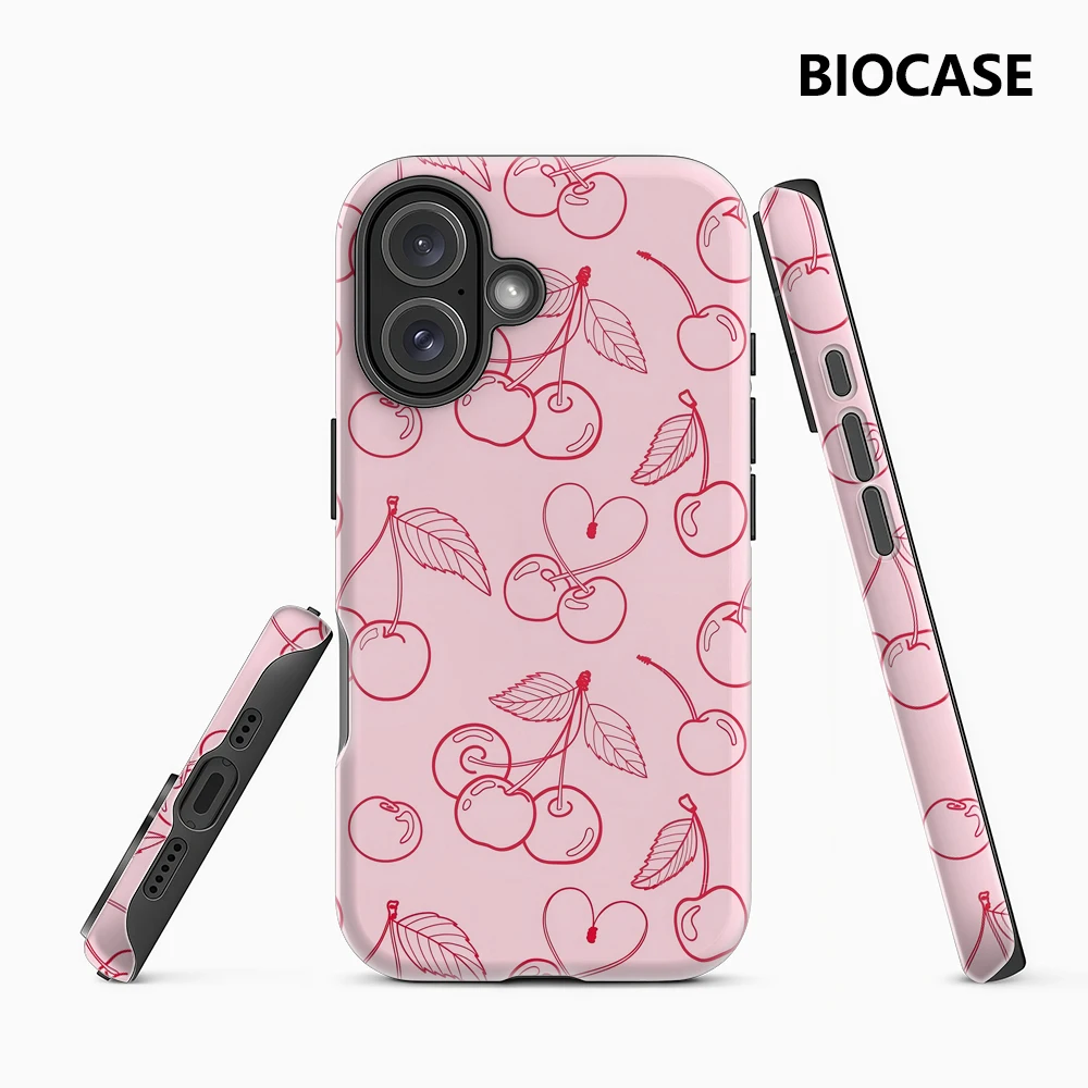 Cherry Outline IPhone 17 Must-Haves Handyhülle für IPhone 17 16 15 14 13 12 35 Pro Max Plus Doppelschichtige Rückseite