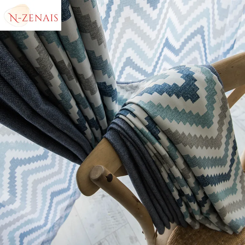 Mosaic Printing Nordic Geometric Rice Grain Linen Luxury Blackout Curtains Elegant Window Door Kitchen Decor for Living Bedroom
