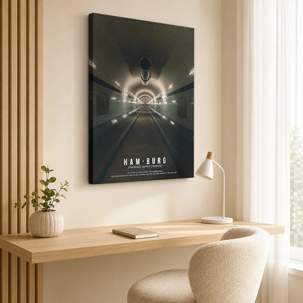 Hamburg Elbe Tunnel Architecture Gallery Wrapped Canvas Print Customized Photo Natural Architectural Detail Wall Art For Bedroom