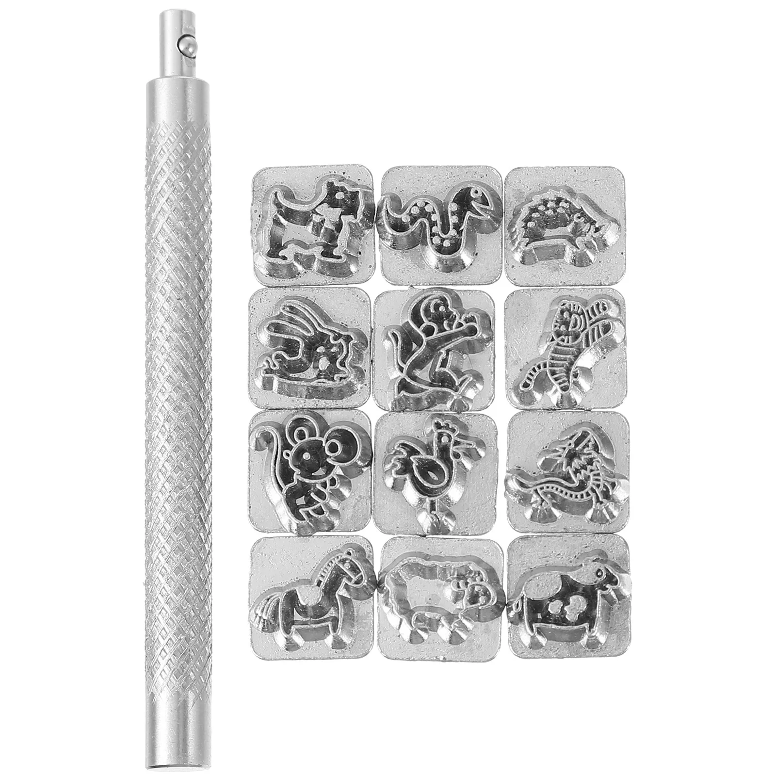 

1Set Craft Stamping Tool Twelve Chinese Zodiac Pattern Stamps Punch Tool Kit DIY Stamp for Crafting and