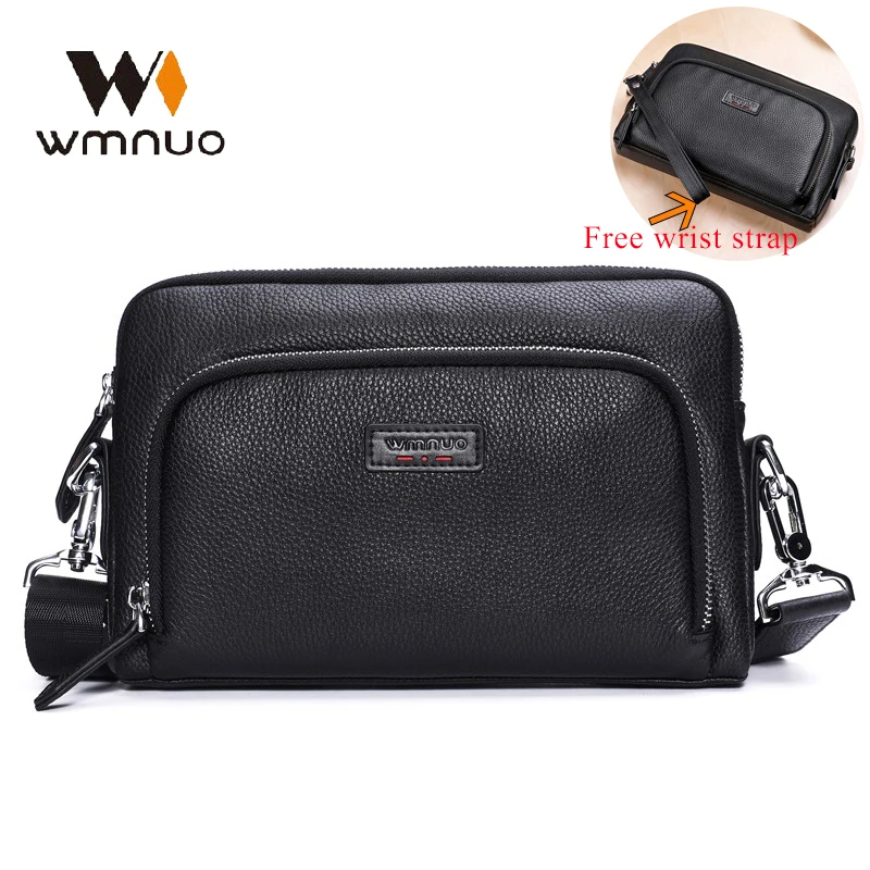 Wmnuo Brand Shoulder Bag Men Korean Genuine Cowhide Crossbody Messenger Bags For Man Designer Sling Bag Clutch Hand Bag Male