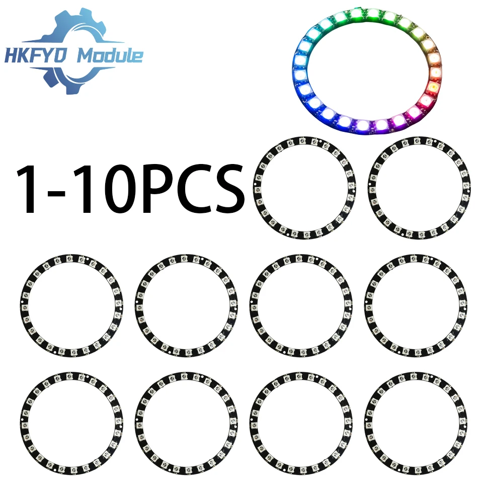 1-10pcs WS2812 5050 RGB LED Module 24bit Full-Color Round Development Board Individually Addressable Smart Light for DIY Project