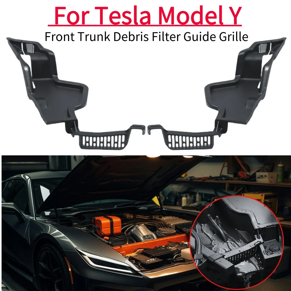 2Pcs Front Trunk Debris Filter Guide Grille Channel Filter Cover For Tesla Model Y 2021-2023 Filter Anti Clogging Water