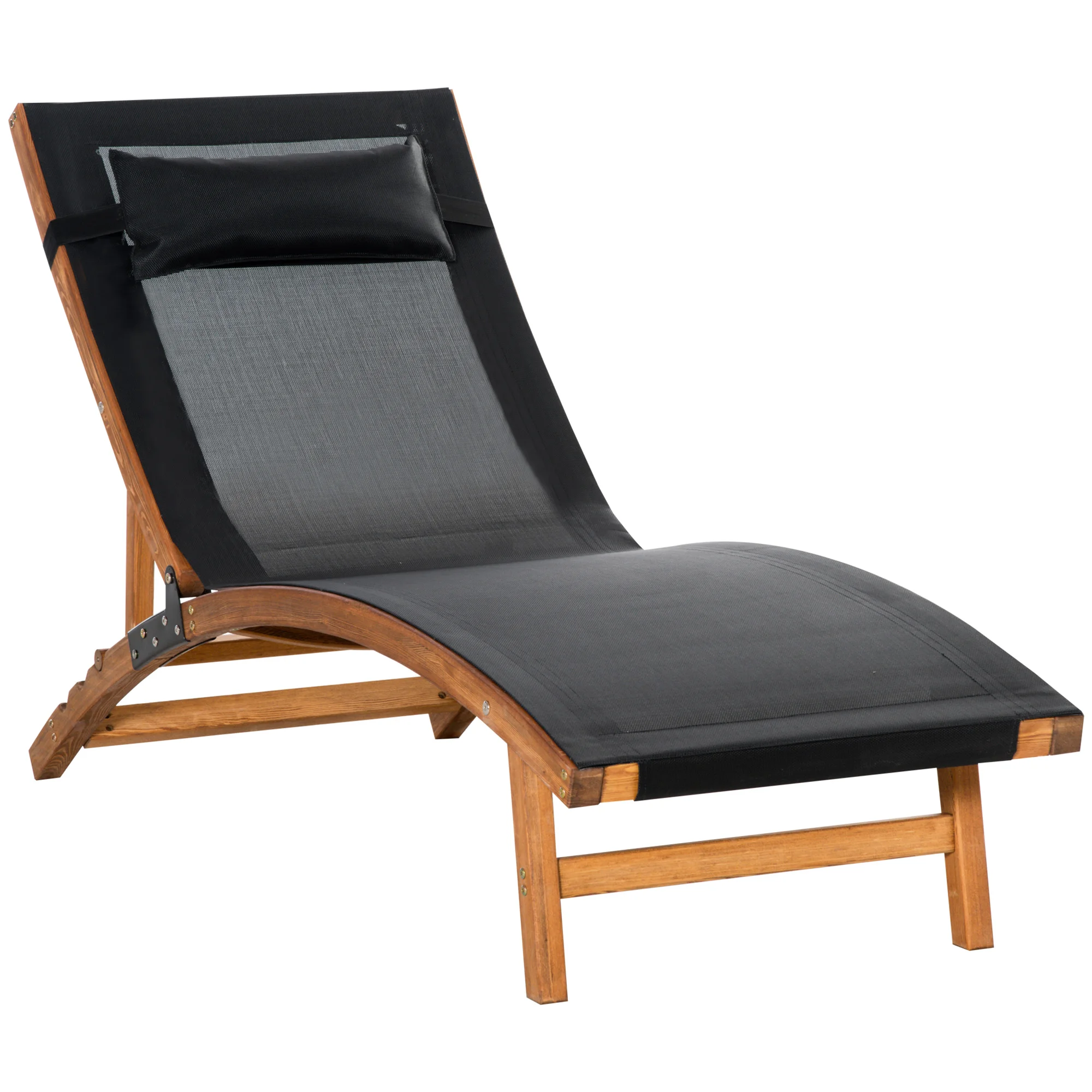 Outsunny garden lounger hammock height adjustable backrest removable ergonomic wood frame 180x56x72 cm