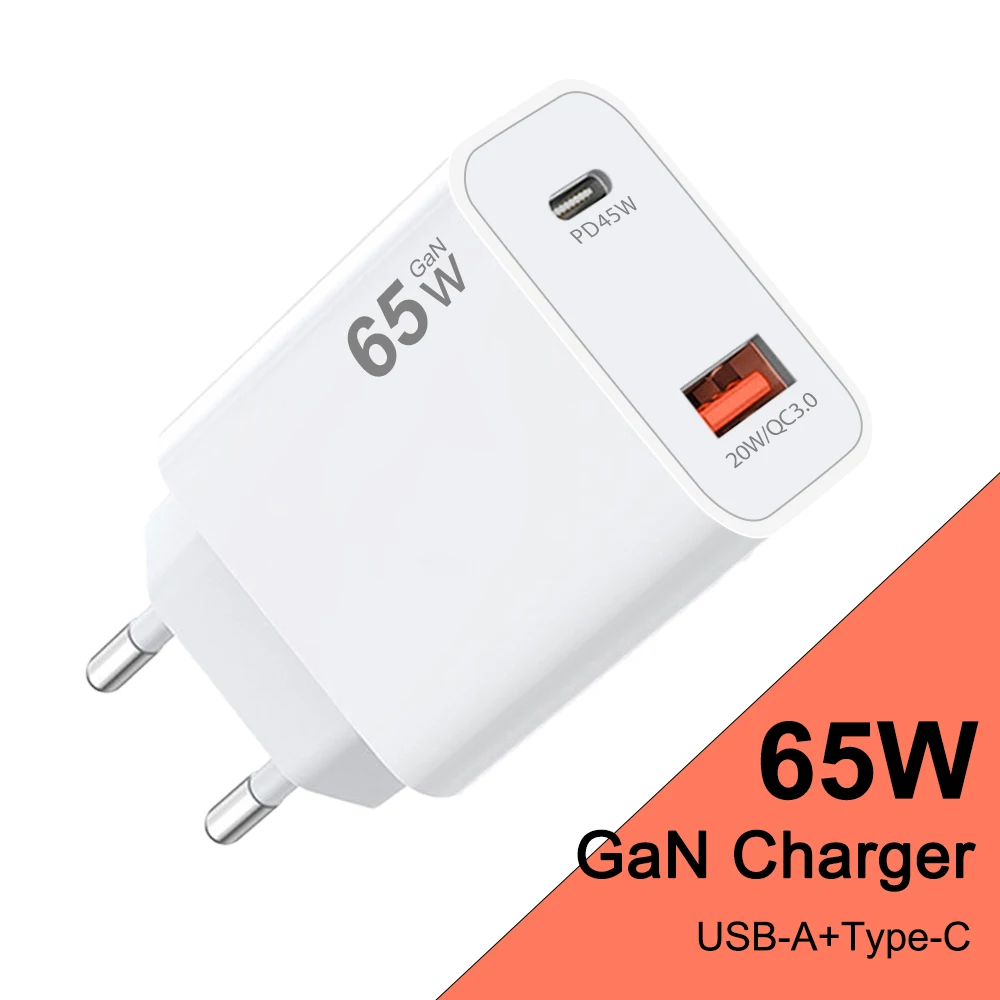 Total 65W GAN USB C Charger Quick Charge 3.0 Adapter Charger For iPhone Xiaomi Samsung Fast Charging Type C Mobile Phone Charger