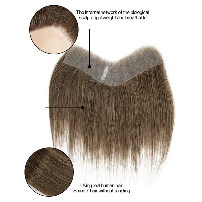 Multiple Colors 100% Human Hair 6inch Men PU Skin V Loop Front Toupee Hairline Wigs Remy Hair Replacement System Invisible Wigs