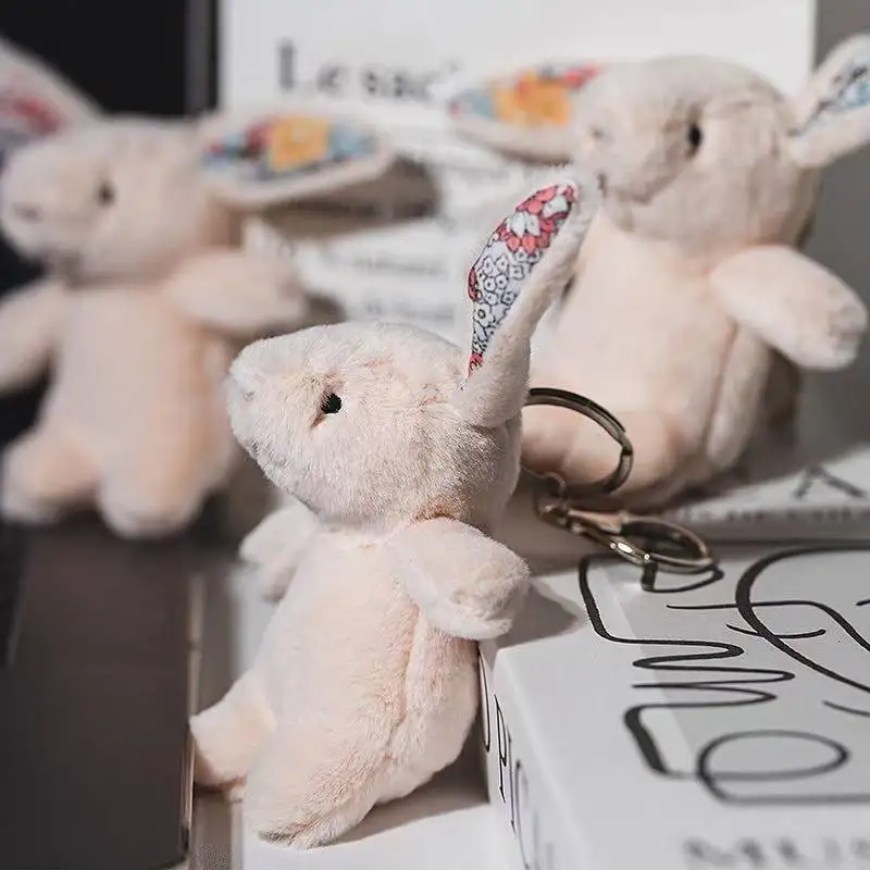 أحدث زهرة القماش أرنب حقيبة الظهر قلادة المفاتيح Kawaii ألعاب من نسيج مخملي دمية الكرتون أنيمي لطيف صديقة هدية عيد ميلاد متعة