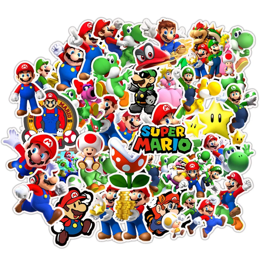 10/30/50PCS Super Mario Bros Cartoon Sticker DIY Phone Laptop Luggage Skateboard Graffiti Decals Fun for Kid Gift