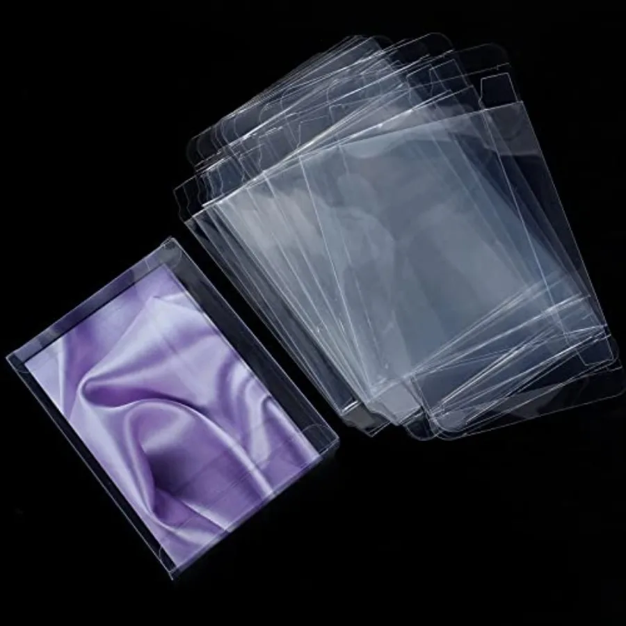 100 Pack Clear Plastic Gift Favors Boxes Transparent Crystal Photo Greeting Card Fold Wrap Boxes Case for A2 Paper Envelope Let