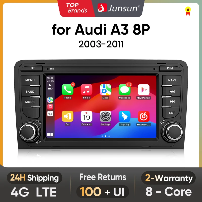 Junsun CarPlay Android Auto Car Intelligent Systems for Audi A3 8P 2003-2011 S3 RS3 Sportback Autoradio