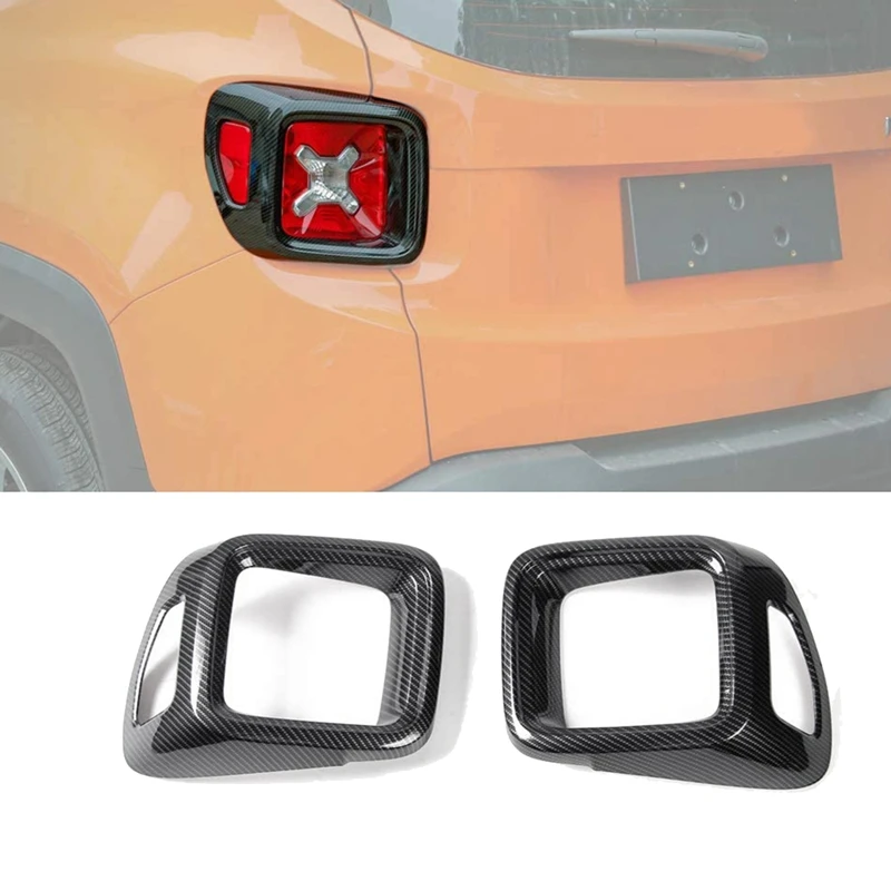 Carbon Fiber Car Tail Light Cover Rear Lamp Frame Trim For Jeep Renegade 2016 2017