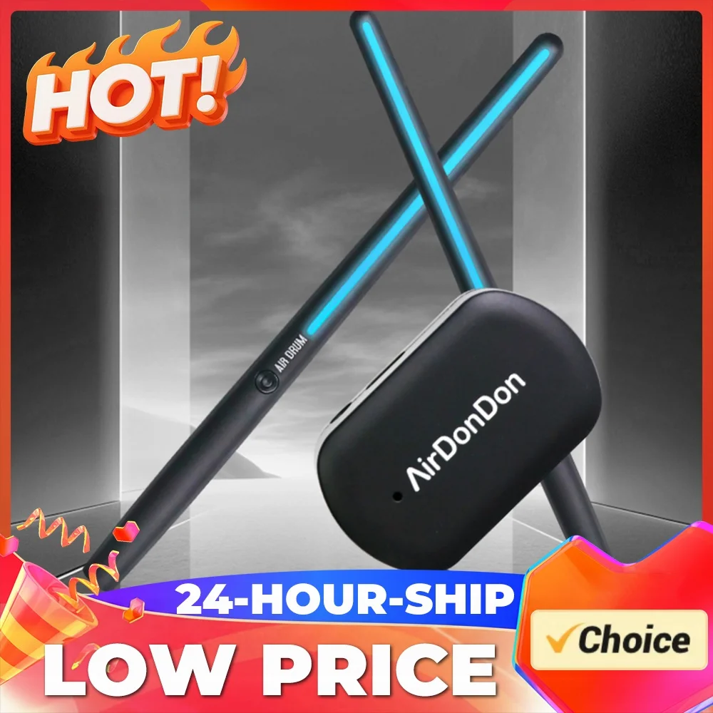 Portable Air Drum Set Air Drum Adapter Bluetooth-Compatible Virtual Drum Sticks Realistic Effect for Beginners Professionals