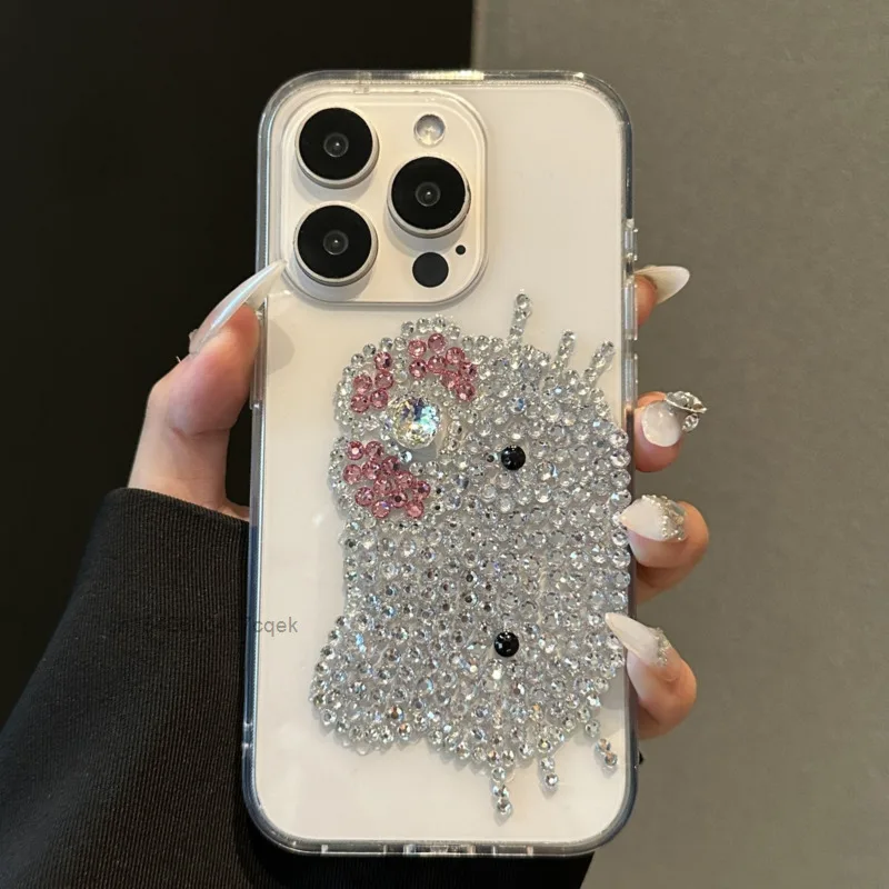 

Sanrio Hello Kitty 3D Glitter Diamond New Premium Trend Phone Case For Iphone 15 14 13 12 11 Promax Niche Anti Drop Phone Cover