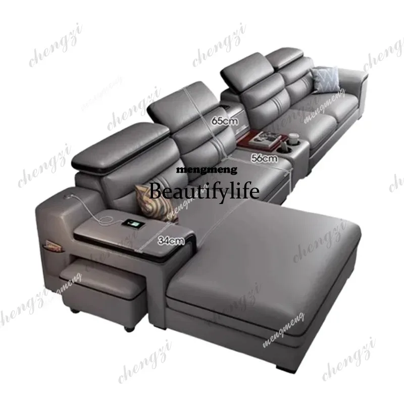 D5556 Apartment Modern Sofas Living Room Luxury Leather Straight Sofas Comfortable Cinema Cadeiras Para Sala De Estar Home Acces