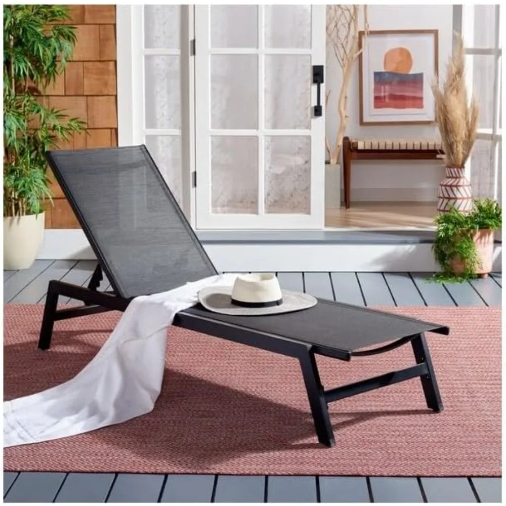

Outdoor Collection Fionne Black/Black Texline Adjustable Chaise Lounge Chair.