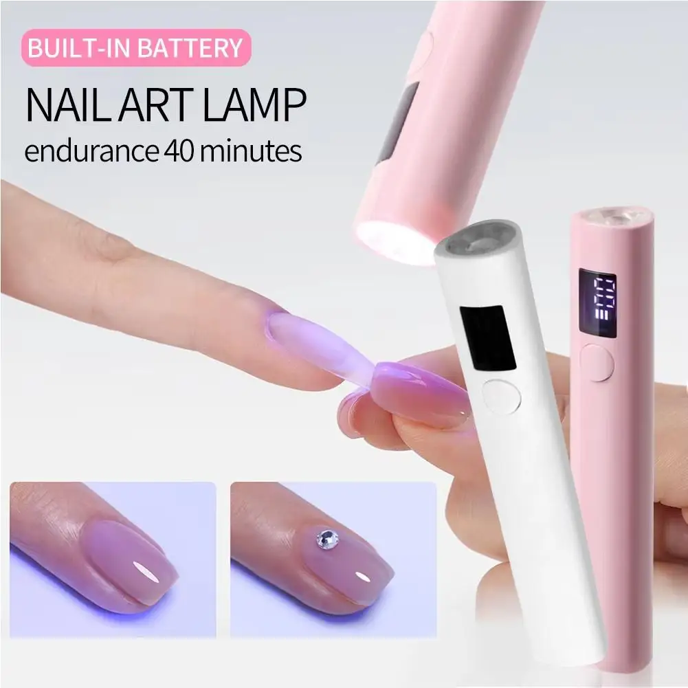 Portable Handheld Mini Nail Lamp Nail Glue Curing Dryer LED Rechargeable With Light Ultraviolet Nail Adjustable Display USB U9P5