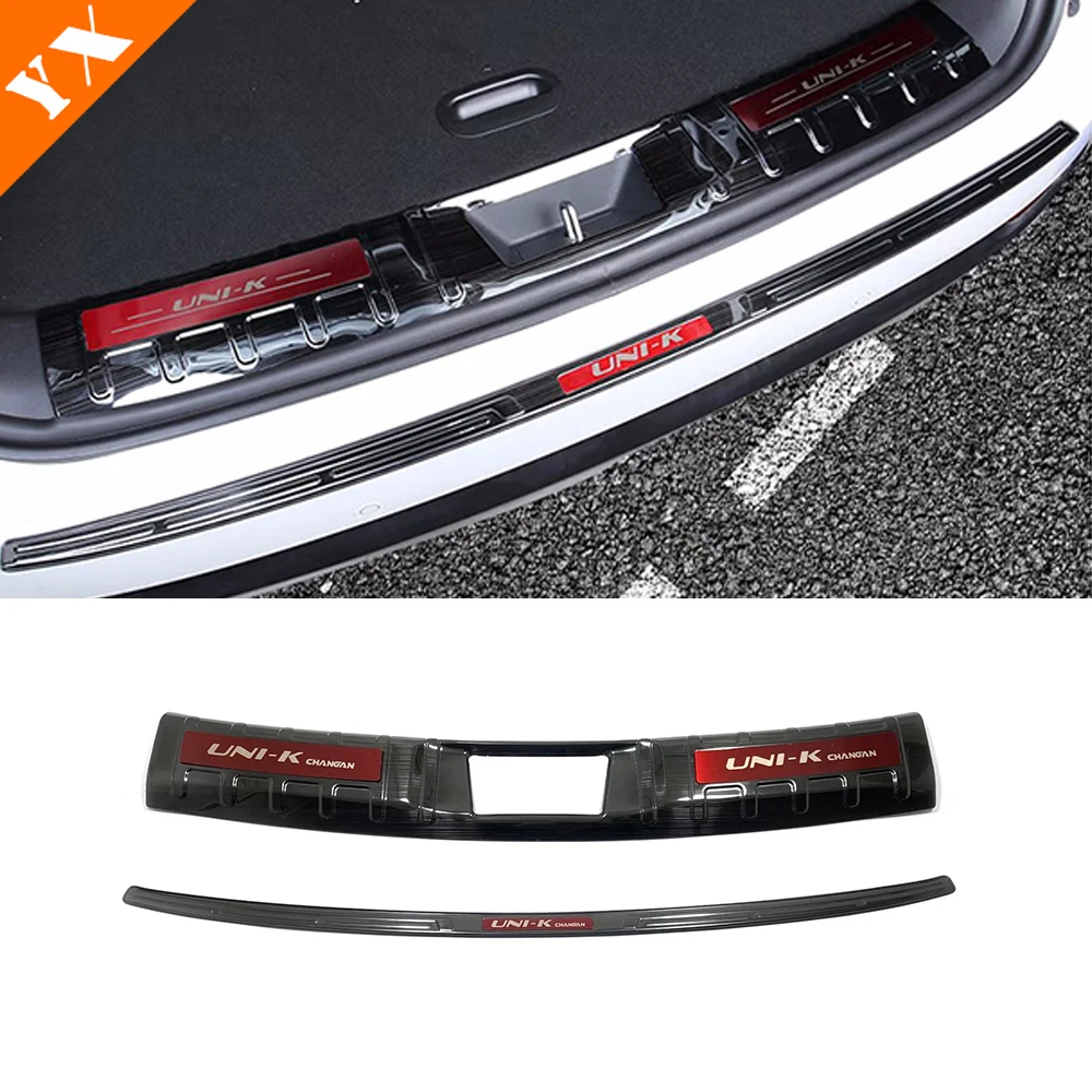 For Changan UNIK UNI-K Accessories 2021-2024 Stainless Black Silver Trim Car Rear Trunk Protector Plate Anti Hit/Dust sill Cover