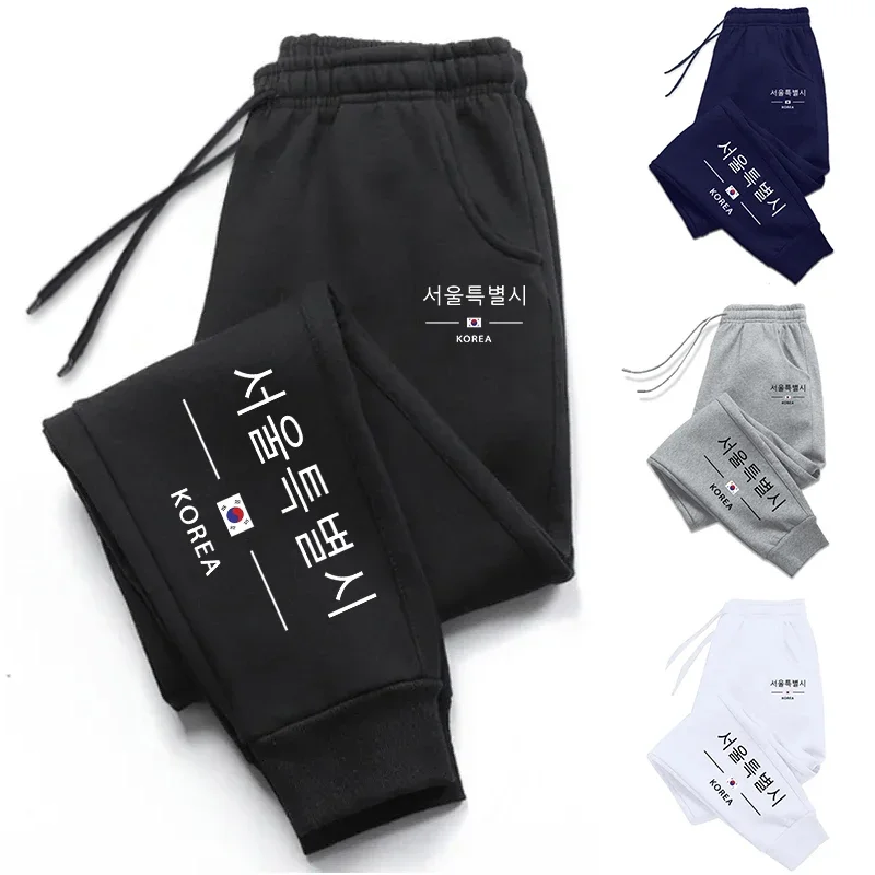 الكورية نمط المرأة Sweatpants طباعة سراويل تقليدية في الهواء الطلق الرياضة الركض السراويل اليومية تشغيل السراويل أزياء الشارع الرياضية