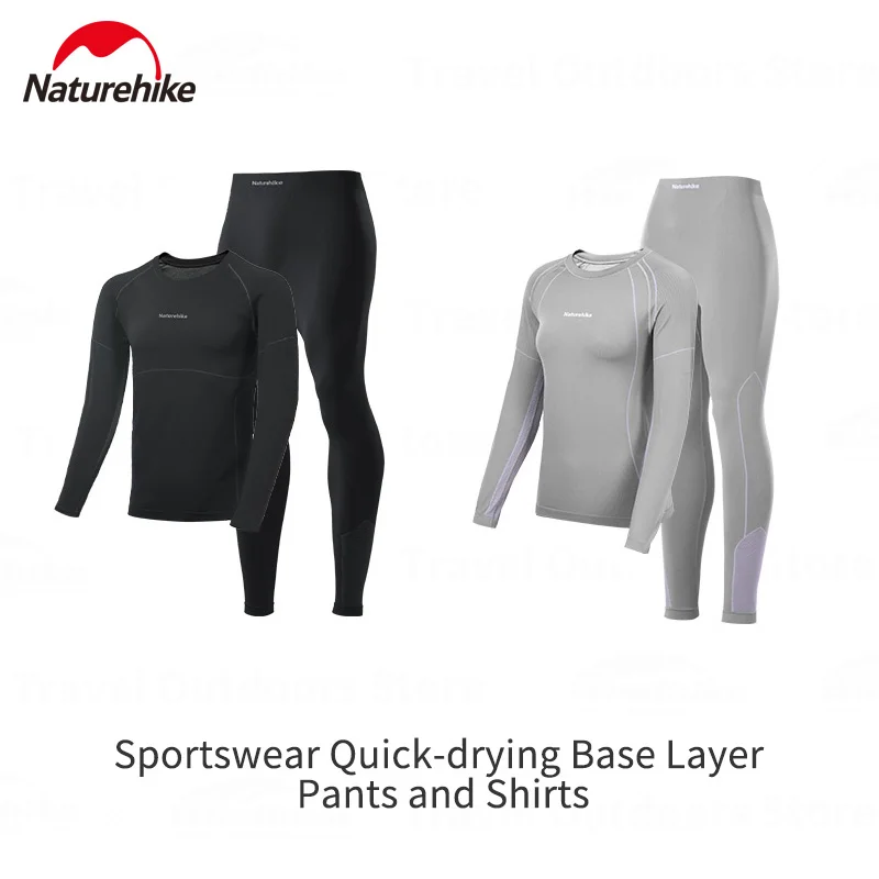 Naturehike Quick Drying Sports Clothing Nylon Outdoor Winter Camping Climbing Underwear Set Men Sportswear Woman Gym Sports Top