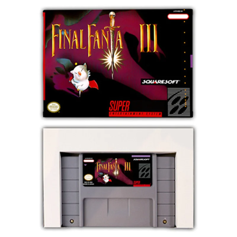 Final Game Fantasy III 3 EUR USA 16 bit RPG Game Card For Snes Game Cartridge with Retail Box Video Game Console