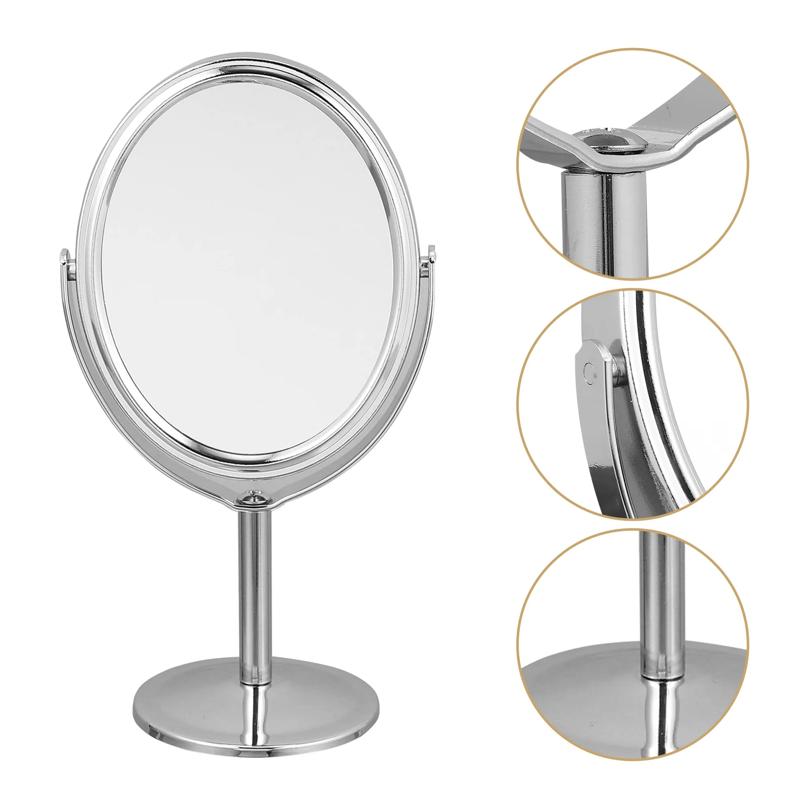 Double Side Silver Mirror Rotatable Swivel Desktop Makeup Mirror for Vanity Table Bedroom Bathroom Countertop #3