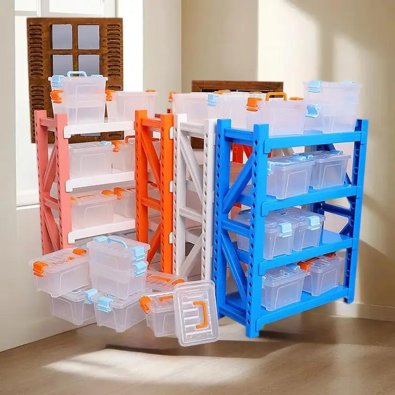 Doll House Decor at 1:12 Scale, Multi-layer Storage Shelves Miniature, Home Model Furniture toy, Dollhouse Accessories