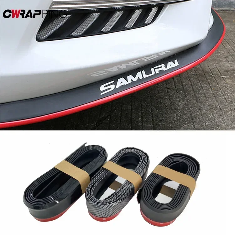 Universal Car Front Bumpers Anti Collision Strips Carbon Fiber Rubber Strip Car Front Bumper Lip for Car Lip Skirt Protector