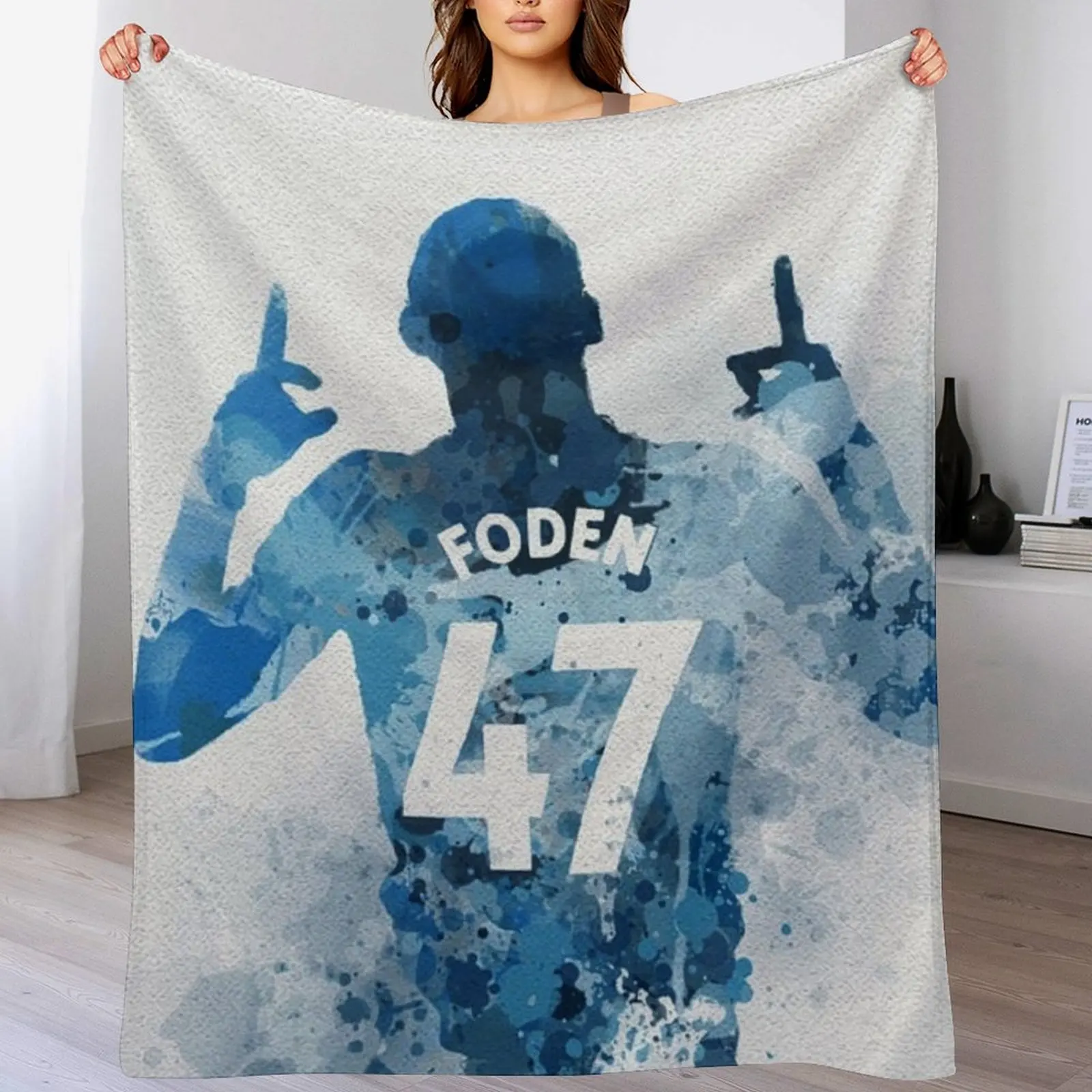 Art Phil Foden Watercolor Throw Blanket Cute Flannel Fabric Thermal Blankets Sofas Of Decoration Blankets