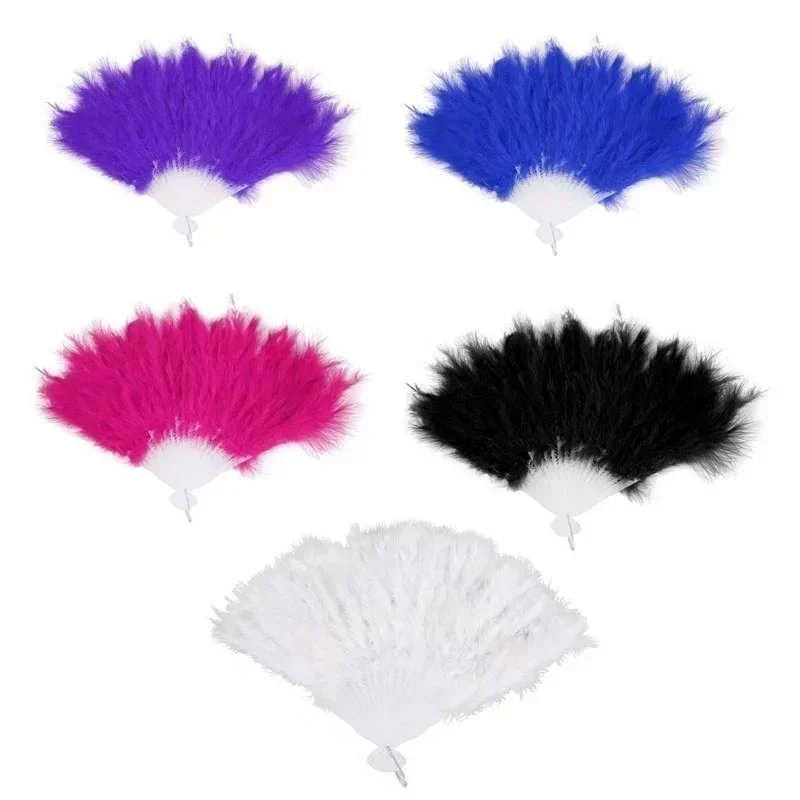 1pcs Soft Fluffy Lady Burlesque Wedding Hand Fancy Dress Costume Dance Feather Fan Chinese Fan Folding Fan