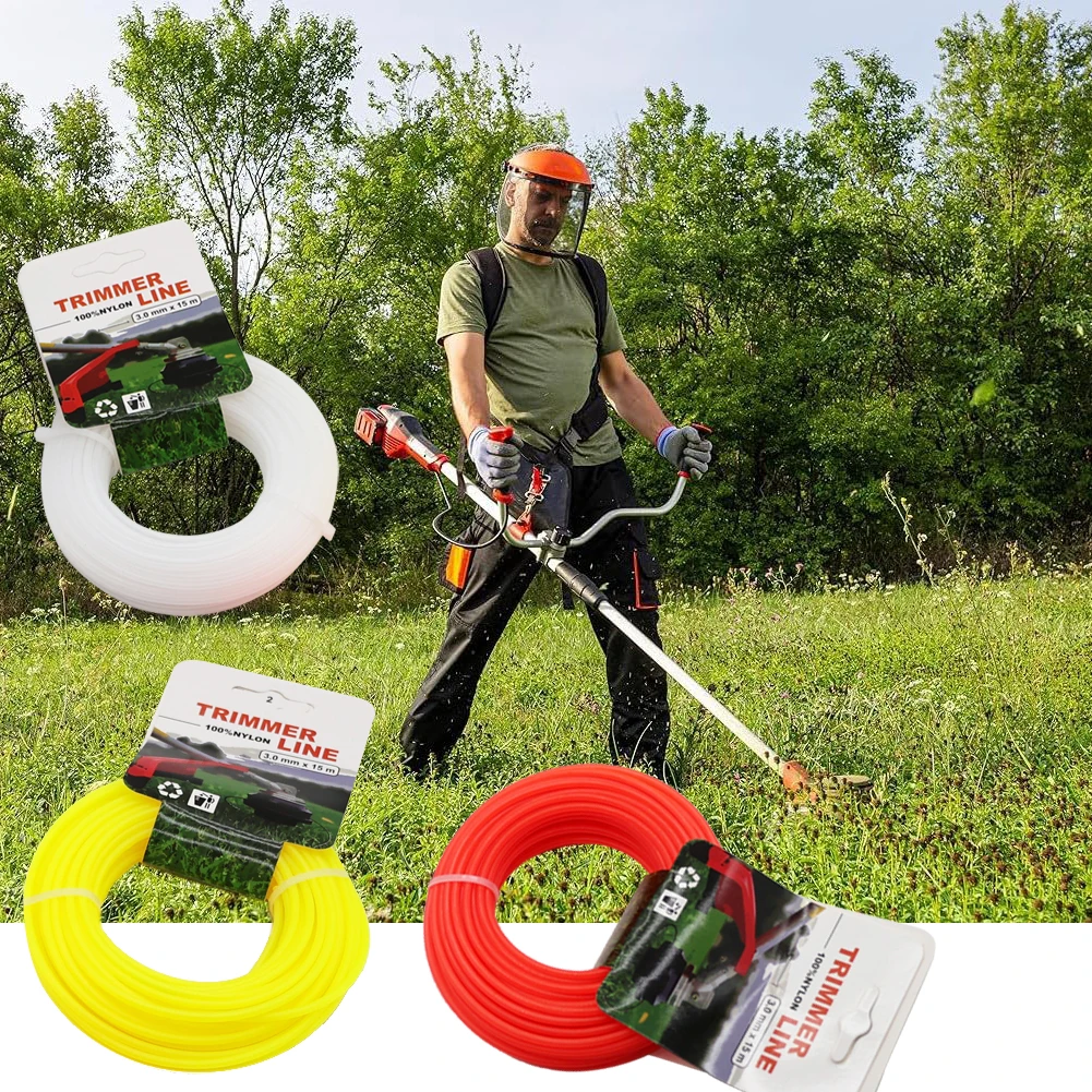 

15m*2.4mm/2.7mm/3mm Mowing Nylon Grass Trimmer Rope Brush Cutter Strimmer Line Mowing Wire Lawn Mower Accessory