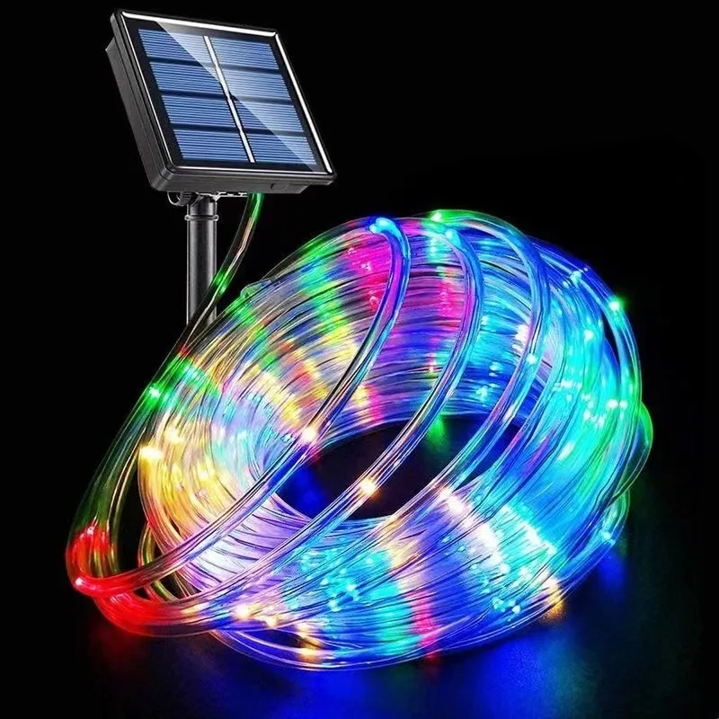 Solar Tube String Light Outdoor Waterproof 8 Modes Transparent Hose LED Lights For Garden Wedding Party Christmas Holiday