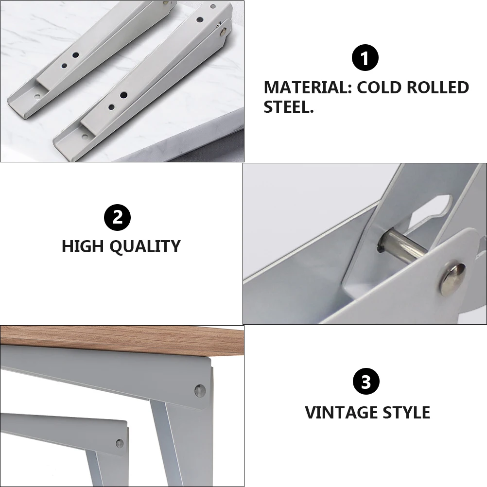 

2pcs Heavy Duty Folding Support Wall Mounted Shelves Storage Rack Hidden Metal Shelf Supports For Kitchen Bathroom Bedroom