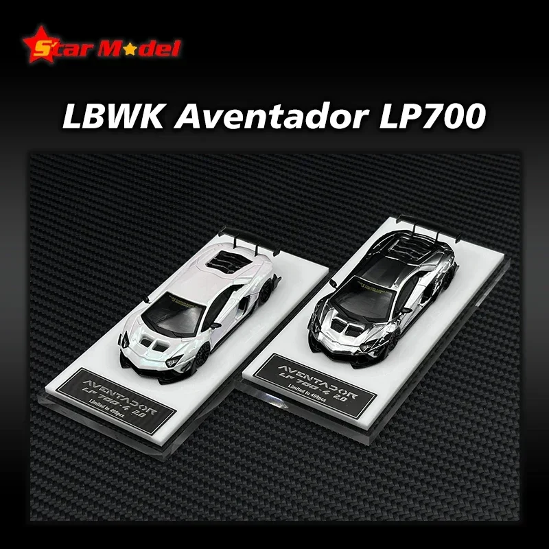 스타 1:64 LBWK LP700 아벤타도르 크롬 실버 레인보우 화이트 다이캐스트 자동차 모델 컬렉션 미니어처 장난감