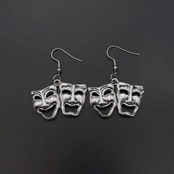 Vintage Silver Color Clown Mask Earrings Personality Smiling Face and Crying Face Earrings Motorcycle Party Punk Jewelry