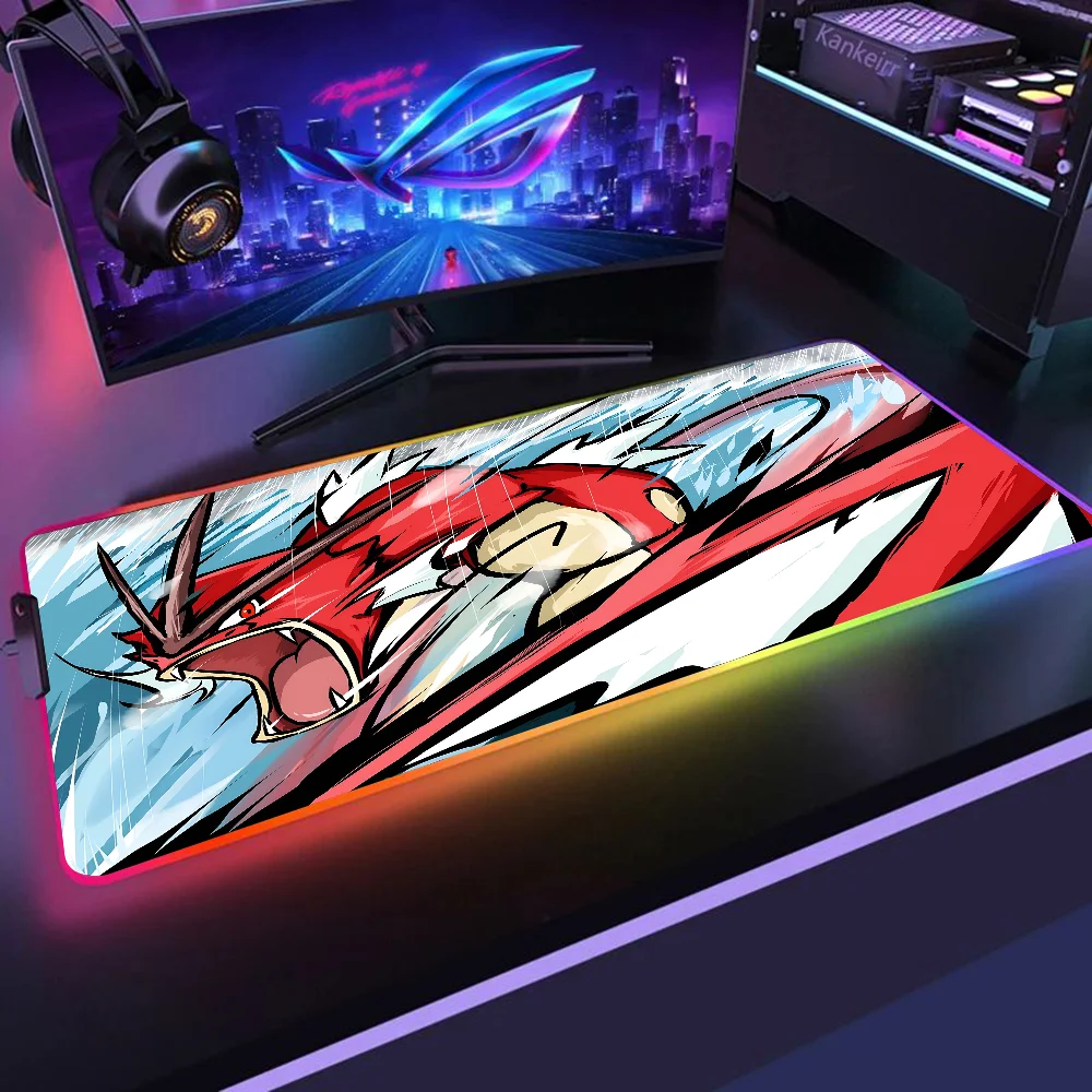 P-Pokemon Mousepad XXL RGB Gaming Mouse Pads HD Black Gamer Accessories Large LED