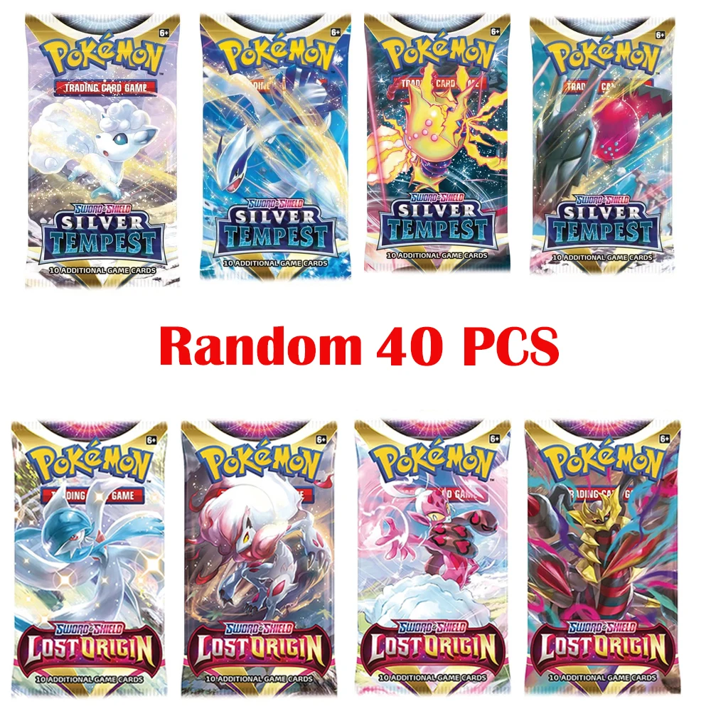 40Pcs Pokemon Cards English French Spain TCG: Hidden Fates Scarlet Violet Booster Collectible Trading Card Game Children Toy