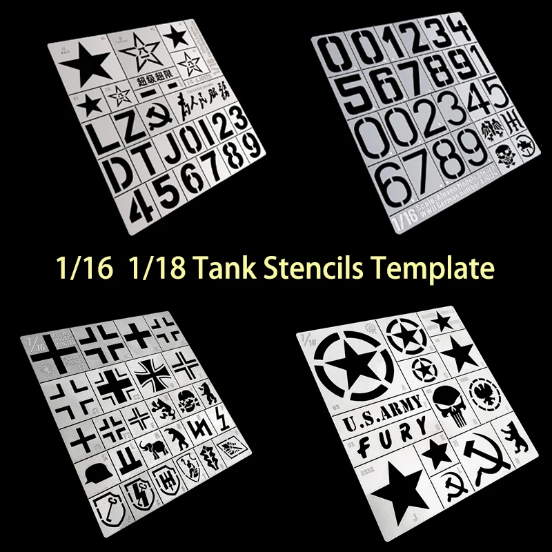 1/16 1/18 Grote Schaal Militair Tankvoertuig Model Symbool Merk Logo Roestvrij Stencils Sjabloon