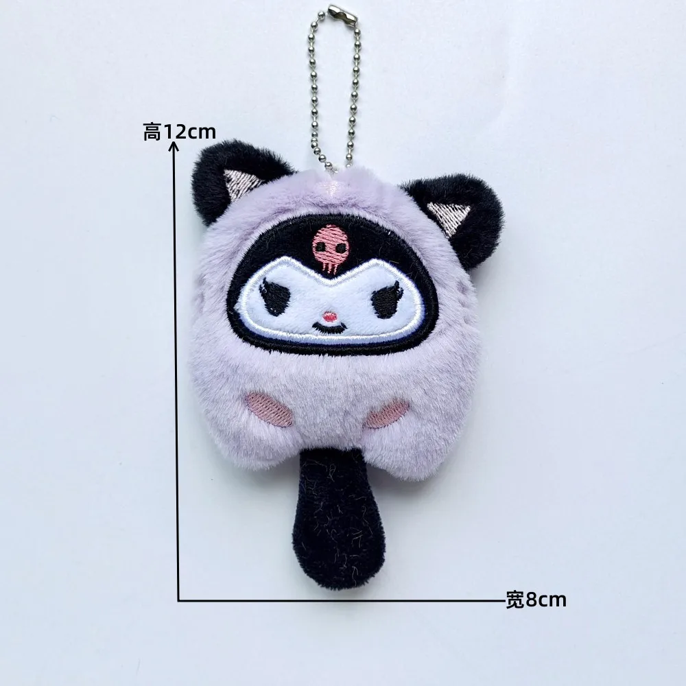 Sanrio Kuromi Cinnamoroll Cross-dressing Cat Doll Keychain My Melody Anime Cartoon Backpack Cute Pendant Children Plush Toys images - 6