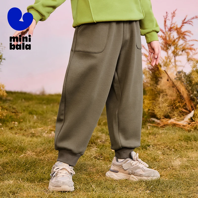 سروال أطفال صغير بالا 2025 شتاء جديد مبطن بالصوف بنطلون مريح فضفاض #5