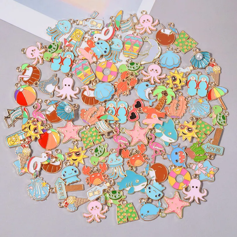 

10/30/50/100 шт., милые морские животные, осьминог, кит, подвеска в виде ракушки, изготовление ювелирных изделий, браслет «сделай сам», брелок, аксессуары ручной работы, оптом