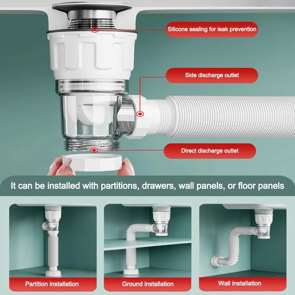 

Выдвижная сливная труба с откидной крышкой ​ ​ ​ ​ Сетка из нержавеющей стали ​ ​ Регулируемая длина ​ ​ ​ ​ Фильтр для кухонного водяного шланга