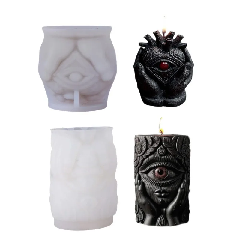 One-eyed Creature Candle Mold DIY Mysterious Eye Soap Candle Silicone Mould Ornament Hands Hold Heart One Eyed Person Resin Mold