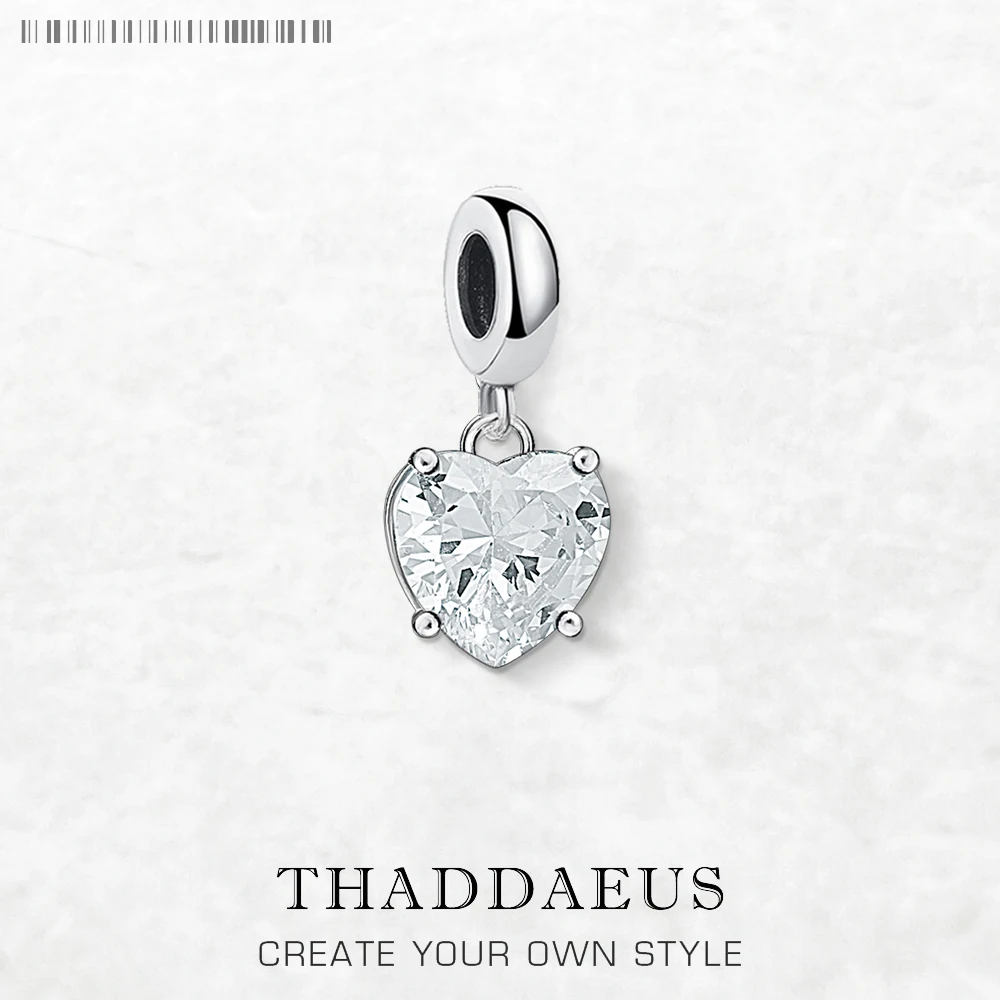 

Hot Fashion Jewelry White Zircon Heart Pendant Dangle Charm Pure 925 Sterling Silver Romantic Gift For Women