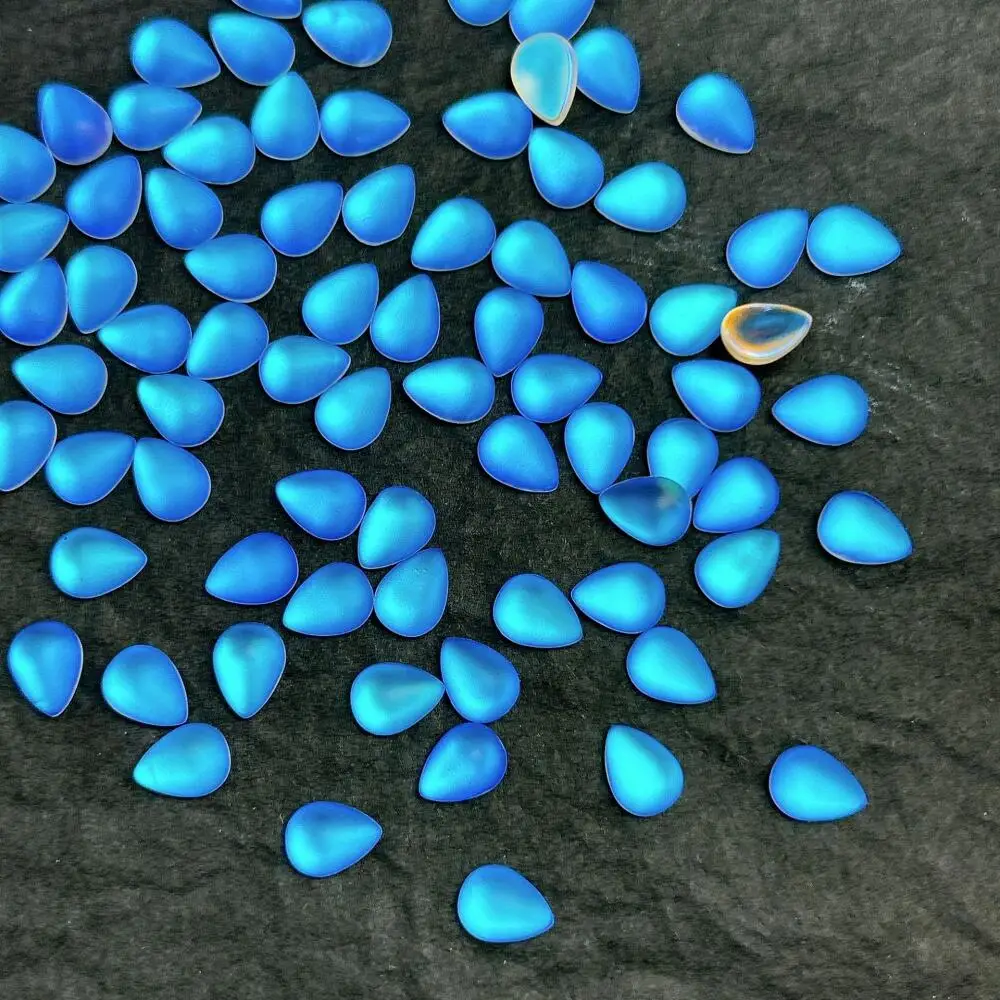 50Pcs Resin Gradient Oval Droplet Flatback Nail Rhinestones Matte Mini Circular Nail Art Charms Accessories DIY Nail Decorations