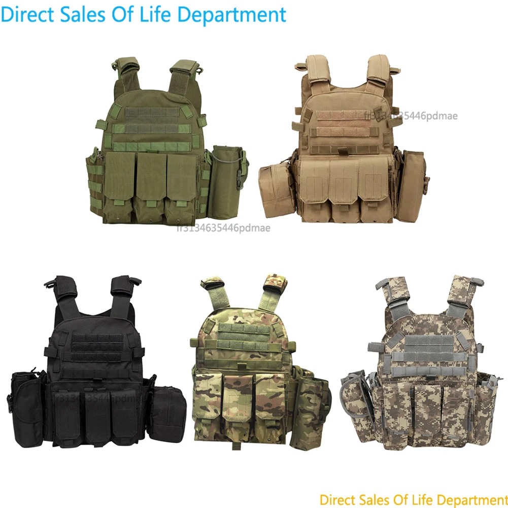 Gilet tactique militaire en nylon camouflage, protection corporelle, accessoires de chasse et d'airsoft pour l'extérieur