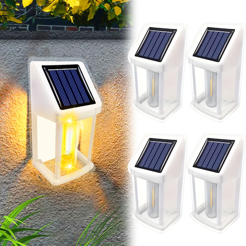 

2/4PCS Solar Tungsten Wall Light IP55 Waterproof Type Outdoor Safety Lamp Automatic Light Up At Night Patio Yard Decorative Lamp