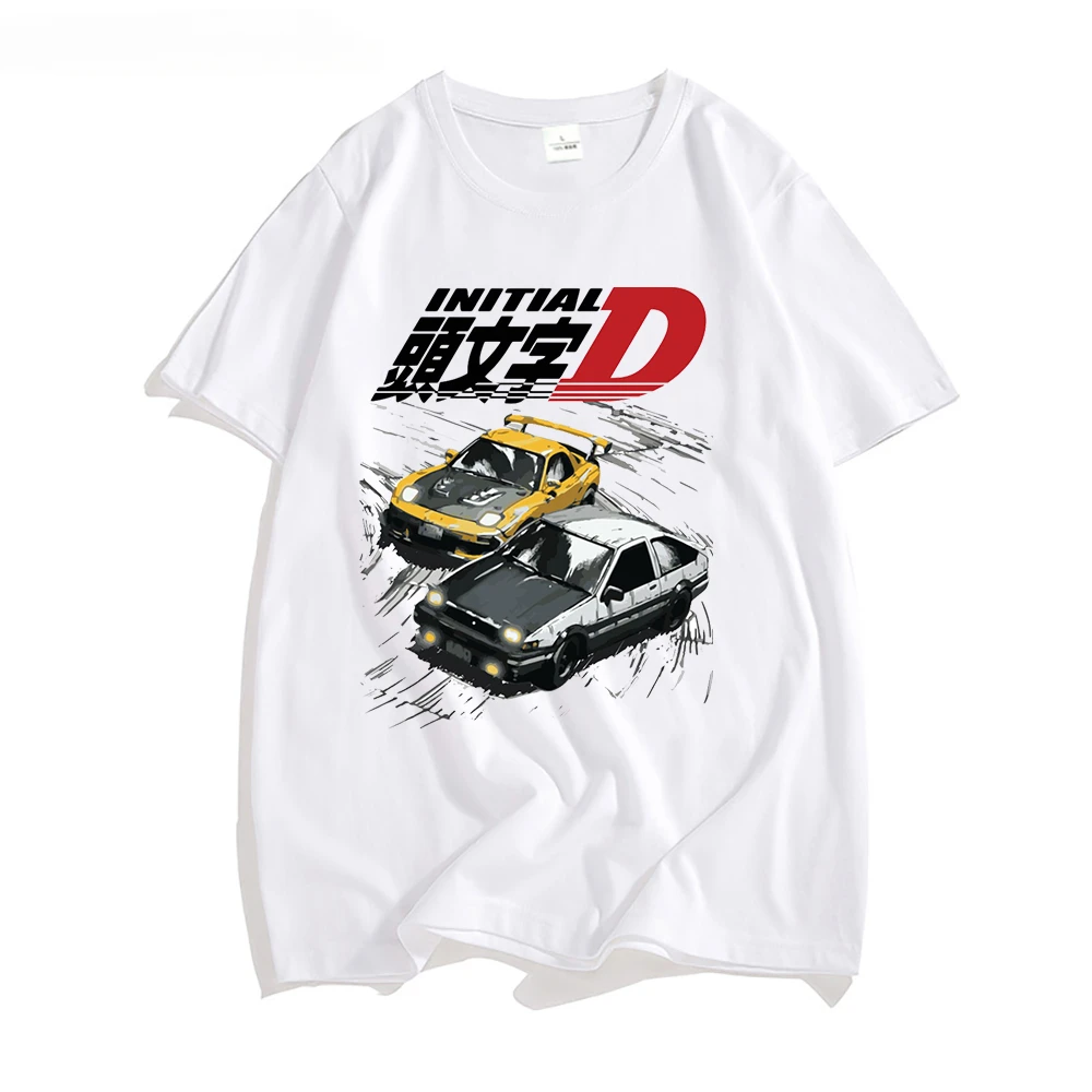 Men Summer Cool Short Sleeves Tshirt Casual Homme T Shirt AE86 Japan Anime Initial D T-shirt Racing Drift Car Graphic Cotton Tee